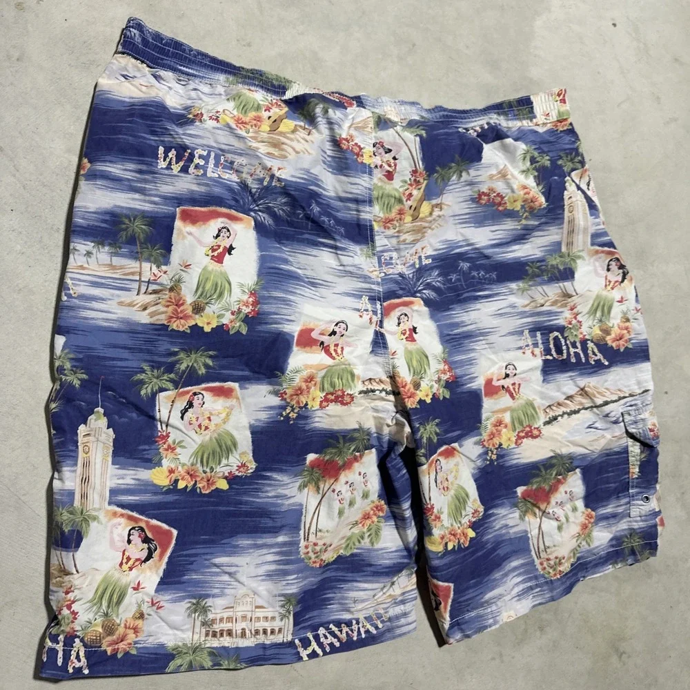 Ralph Lauren Polo Board Shorts Trunks SZ 3XLT Multicolor Hawaiian Theme AOP